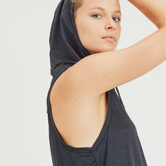 Heather Hoodie Muscle Active Tank - Picture 7 of 9